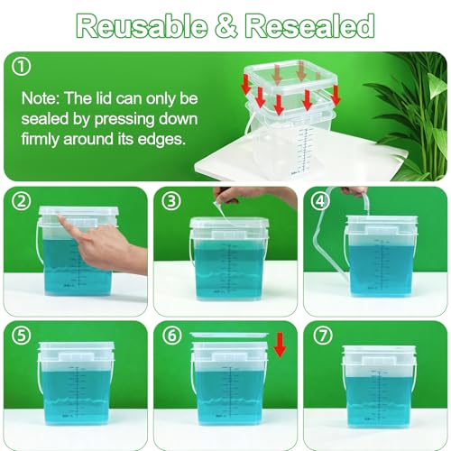 DEMORA Large Square Food Storage Containers with Airtight Lids for Soup Flour 4 Quart (4000ml), Graduated Reusable Plastic Food Containers Clear Buckets for Kitchen Pantry, BPA Free, 2 Pack