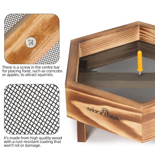 Ground Bird Feeder for Outdoors, Wooden Mesh Seed Tray for Bird Feeders, Great Attracting Garden Yard Decoration for Wild Birds Squirrels Chicken Dove, Brown - color: Brown