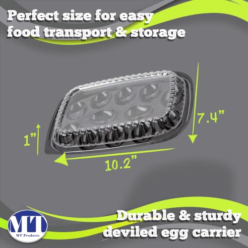 MT Products Clear Deviled Egg Containers Holds 12 Eggs 10.2" x 7.4" x 1" - Durable Egg Platter Tray (Pack of 12) - Made in the USA - size: 10.2 x 7.4 x 1 in