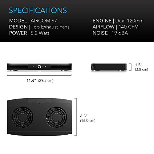 AC Infinity AIRCOM S7, Quiet Cooling Fan System 12" Top-Exhaust | Designed for Receivers, Amps, DVR, AV Cabinet Components - size: 12" Top-Exhaust, style: Speed Controller