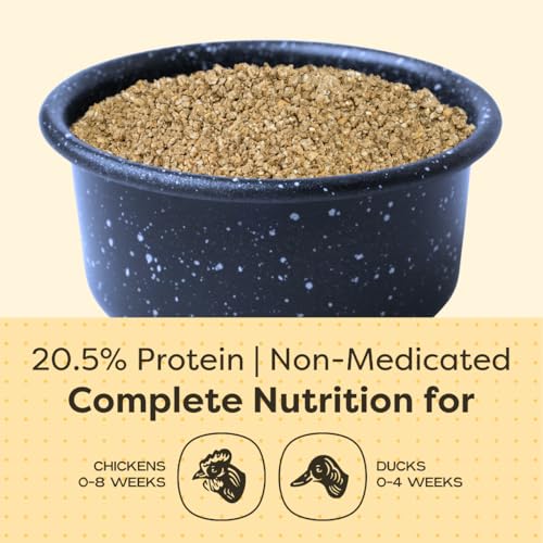 Scratch and Peck Feeds | Starter Crumbles for Chickens & Ducks | 25 lb Bag | 20.5% Protein, Corn & Soy Free, Certified Organic & Non-GMO Project Verified, Complete Nutrition - size: 25 Pound (Pack of 1), style: Starter
