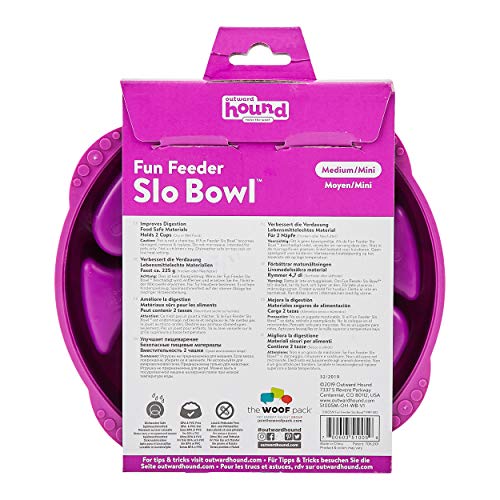 Outward Hound Fun Feeder Slo Bowl – Medium 2‑Cup Capacity,Slow Feeding,Small to Medium Dogs & Cats,Non-Slip,Purple,Flower Pattern,(Pack of 12) - color: Purple, size: Medium (Pack of 12)