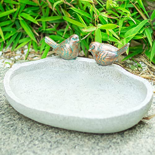 Bird Baths for Outdoor, Resin Garden Ground Birdbath Bowl Yard Decor | Antique Outdoor Garden Bird Baths with Vintage Bird Ornament, Tabletop Bowl Birdbaths Bird Feeder for Outside Yard Decor - color: White