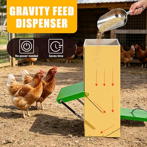 Automatic Chicken Feeder No Waste 25LBS Poultry Feeder Though | Outdoor Automatic Duck Feeders and Wall Mount Chicken Feeders Suitable for Chickens Ducks Turkeys