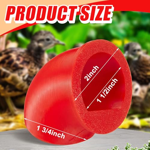 Teenyyou 20 Pack Quail Feeders No Waste Chicken Feeder Port DIY Chick Feed Saver Quail Supplies for Coturnix Small Poultry Farm Bucket Bin Container (1.5 Inch,Red) - color: Red, size: 1.5 Inch