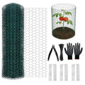 Chicken Wire for Floral Arrangements, 16x197in Chicken Wire Fencing, Green | Hexagonal PVC Coated, Metal Poultry Wire Netting for Craft, Outdoor Plants - size: 16x197 inch