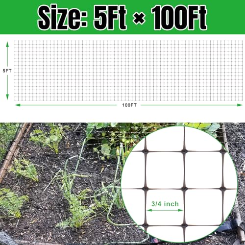 NONMON Bird Netting Deer Fence Netting 2 Pack 5x100FT | Heavy Duty Garden Netting for Chicken Coop, Fruit Trees, Plants, Vegetables Against Birds, Deer, Squirrels and Other Animals - size: 5 x 100ft - 2 Pack