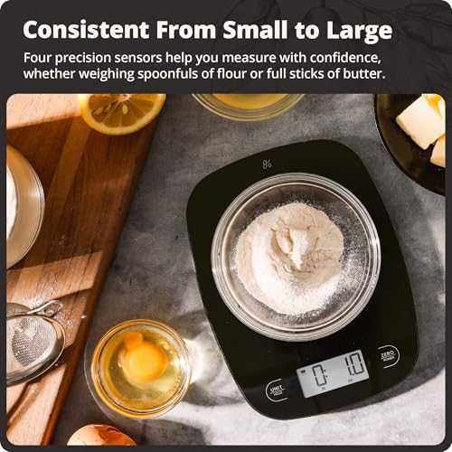 Greater Goods Food Scale, Slim & Compact Build, 1g Precision (Black Glass) | Digital Kitchen Scale for Cooking, Meal Prep & Portion Control, Tare, Auto Shut-Off, g/oz/lb/ml Conversion & Calorie Tracking - color: Black Glass