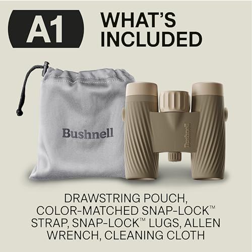 Bushnell A1 8x25 Binoculars Trench Coat Tan | Waterproof, Fogproof, 8X Magnification, Fully Multi-Coated Lenses & Rubber Armor - color: Trench Coat Tan, size: 8x25