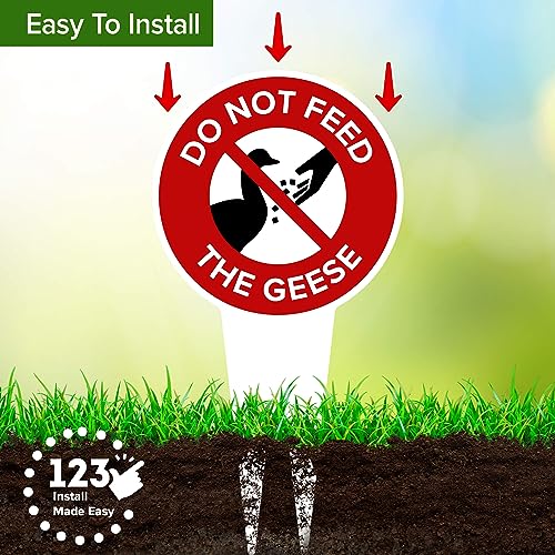 Please Do Not Feed the Geese Sign, 11"x21", Heavy Duty Integrated Ground Stakes, Indoor/Outdoor Use, Rust Free Aluminum Composite, Made in USA by My Sign center - color: Geese, size: 11"x21"
