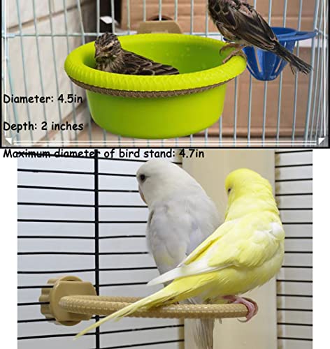 Bird Bath for Cage-4.7" Multi-Function Universal Style Small Tub Bowl for Hang Inside Cage Birdbath Shower for Parrot/Parakeets/Cockatiels/Canary/Budgerigar(Green)
