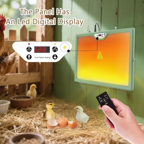 Chick Brooder Heater Plate with Digital Temperature Control, Chicken Coop Heater for Chicks & Ducklings, LED Display, Remote Control, Adjustable Angle, 86°F–167°F Heating Plate - color: Green