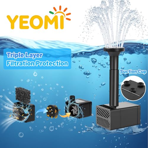 Yeomi Solar Water Fountain for Bird Bath, Upgrade 2W 7V Solar Powered Water Pump with Adjustable Flow, Solar Fountain Kit for Bird Baths Small Pond Garden Water Feature - color: 2w 7v Solar Fountain Pump Kit