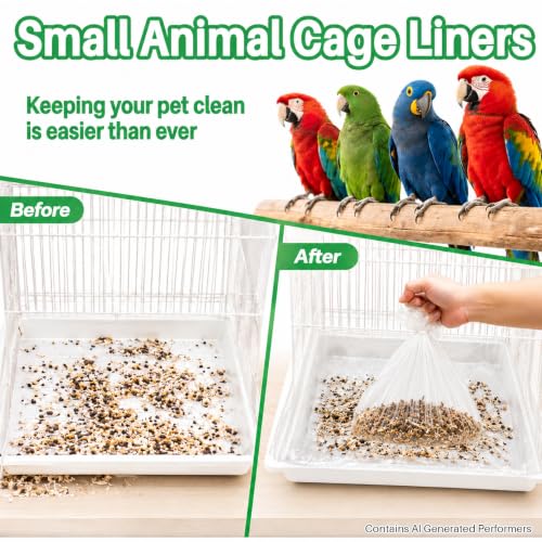 RAINFLOW Disposable Bird Cage Liner - 40PCS Elastic Plastic Small Animal Cage Liners Waterproof Easy to Clean Leakproof for Portable Birdcage Litter Box Liners for Parakeet Hedgehog Hamster (14x9.8in) | Bunny Guinea Pig Bird Cage Liners, Plastic Liners fo