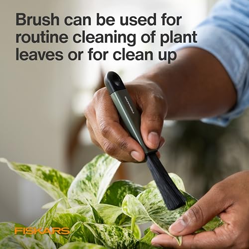 Fiskars 5-Piece House Plant Cultivating Tool Set for Indoor Gardening | Nesting Trowel, Soil Scoop, Cultivator, Tongs & Brush, Stainless Steel with Green Powder Coat Finish - size: 5-Piece Set