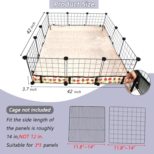 Guinea Pig Cage Liner，Washable Waterproof Oxford Cloth Cage Liners for Small Animals,Hamster Chinchilla Hedgehog Rabbit and Other Small Animals Not Include Cage(42x42 inches) - size: C&C 3x3(42x42 inches)