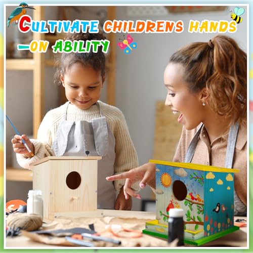 Liliful 4 Pack Bird House Kits for Kids, Wooden DIY Birdhouse Kit to Build and Paint, Birdhouse Craft Kit, Classroom Arts and Crafts Gift for Kids Ages 4-8 8-12 Boys Girls (Single Style) - color: Single Style