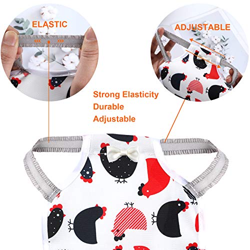 PETKNOWS 3 Pack Chicken Saddles for Hens with Elastic Straps | Cotton Fabric, Feather Protection for Small Medium Large Hens, Wing Elastic Straps, Hen Apron Care Supplies - color: Red White