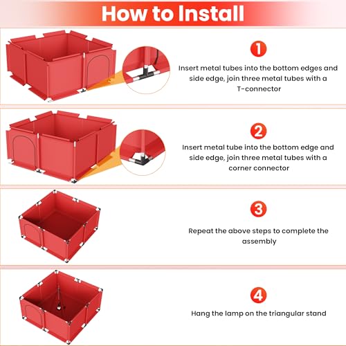 All-in-One Chicken Brooder Box for Chicks Starter Kit with Timer Heat Lamp & Stand, Perch, Sawdust, Feeder & Waterer, Large Sturdy Poultry Brooder for Up to 30 Baby Chicks, Ducks & Quail