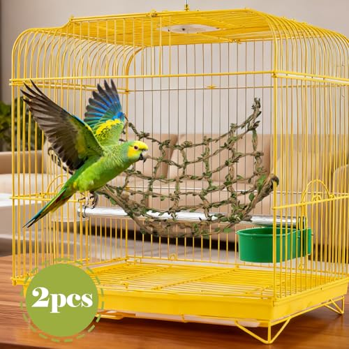 2 Packs Pet Bird Climbing Rope Net Small Animal Rope Net Bird Climbing Net for Rats Parakeet Cockatiel Cockatoo Conure African (L 23.62 * 23.62inch) - size: L