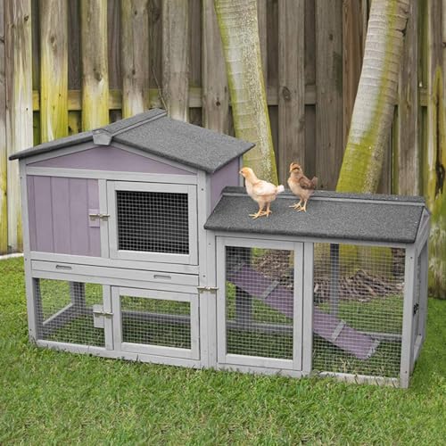 Aivituvin Chicken Coop Outdoor Rabbit Hutch Expandable Indoor Cage for Bunny, Small Chicken, Quail, Duck 57" L