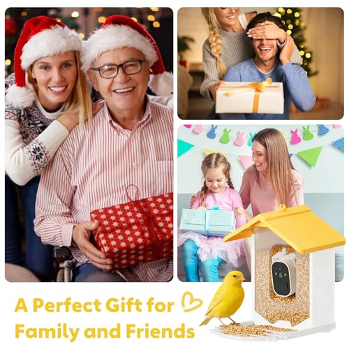 Smart Bird Feeder with Camera Solar Powered, 2K HD Live Video Bird Watching for Outside Garden, AI Identify 11000+ Species by Subscription, Instant Arrival Alerts, Gift for BirdLovers