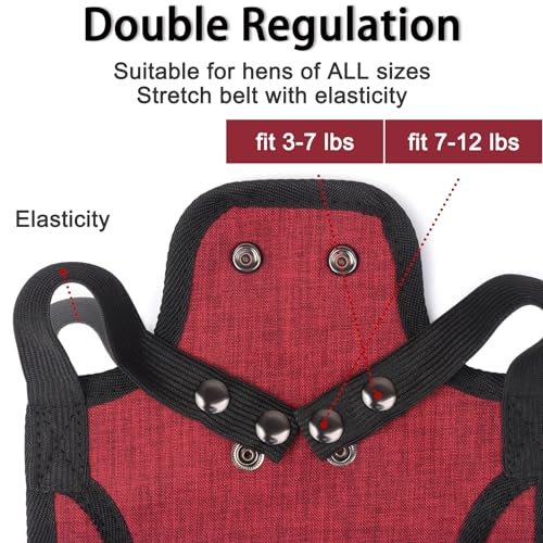 2pcs Chicken Saddle for Hens, Chicken Apron Clothes Hen Saddle for Chickens Adjustable Straps and Elastic Shoulder Suit Medium and Large Hens, Red