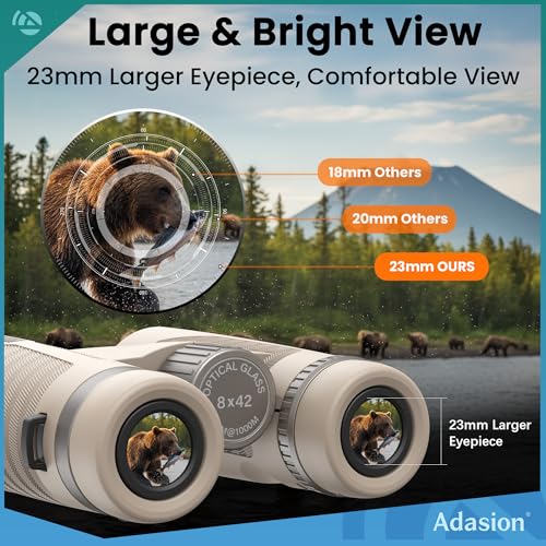 8x42 Binoculars for Adults High Powered with Phone Adapter & Tripod | Super Bright BAK4 Prism, Waterproof, for Bird Watching Cruise Travel Safari Hunting Hiking Sports - color: Khaki