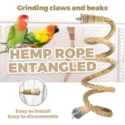 Bird Rope Perches Jute Rope,Bendable Parrot Bird Perch Rope Stand for Cage,Stand Climbing Stand Toy for Cockatiels, Lovebirds, Budgies,Parakeets(59") - color: Brown