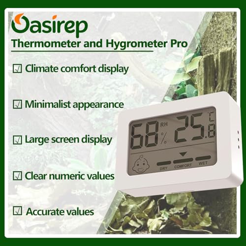 Reptile Thermometer Hygrometer with Climate Comfort Indicator, Fast Accurate LCD Digital Temperature & Humidity Monitor for Terrarium, Bearded Dragon, Gecko, Snake Tank - size: KD40-White
