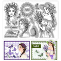 CHGCRAFT Lavender Woman Clear Stamps Female Transparent Stamps Flowers Silicone Clear Stamp Seals for DIY Scrapbooking Photo Album Decoration, 4.3×6.3 inch - style: Lavender Woman