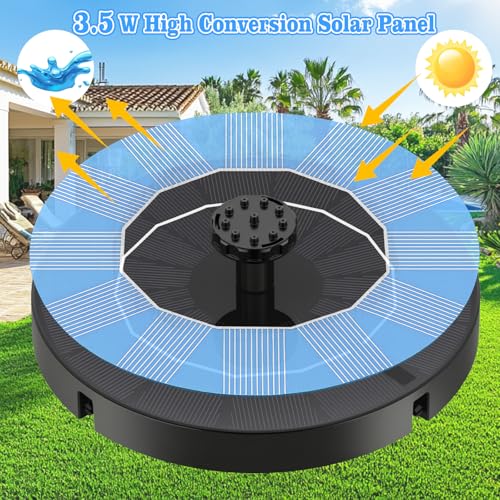Solar Fountain, Upgraded Bird Bath for Outside Garden Patio Pond | 3.5W Solar Water Fountain Pump, 6 Nozzles 4 Fixed Stakes, No Battery Needed, Easy to Use - color: 3.5w Solar Fountain Pump