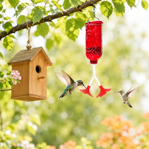 3Pcs Hummingbird Feeder Parts Drip Resistant Hummingbird Feeder Replacement Parts Flowers Hummingbirds Feeders Tubes and Stoppers Double Head Feeding Ports for Outdoor Bird Food Tool Wine Bottle Plug