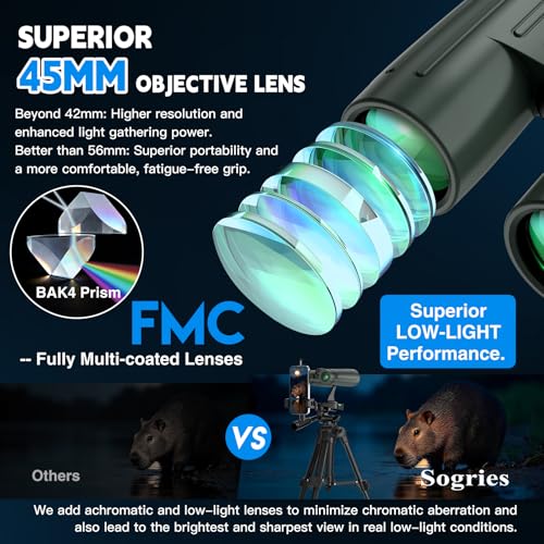 Sogries 14x45 Binoculars for Adults High Powered Binoculars with Tripod | Compact Waterproof Binocular with Phone Adapter & Case Bird Watching Stargazing Hiking Wildlife Viewing Cruise ship Travel - size: 14x45