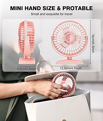 JZCreater USB Desk Fan, USB Fans Mini, 360 Rotation Desktop FanS with 3 Speed, Table Personal Cooling Fan, Quiet Mini Desk Fan, USB Powered, Small Fan for Home Office Bedroom Car Travel, Pink - color: Pink