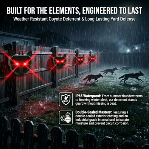 8 Pack Upgraded Coyote Deterrent Solar Predator Eyes Animal Repellent Outdoor Red LED Predator Light Deterrent for Deer,Fox, Raccoon,Skunk, Night Sentry for Chicken Coop,Yard,Garden & Farm Protection