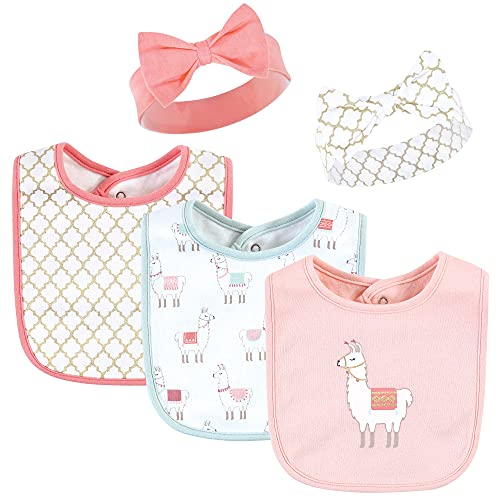 Hudson Baby Unisex Baby Cotton Bib and Headband Set - color: Llama, size: One Size