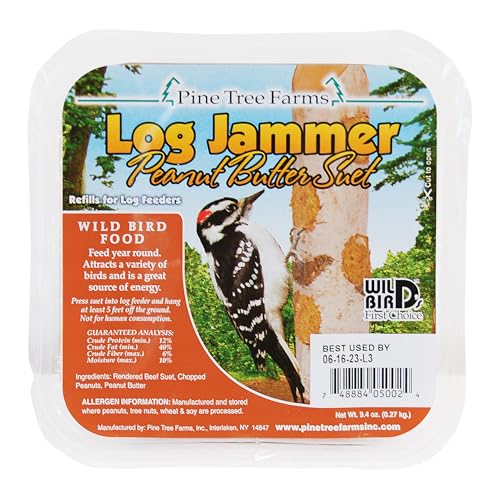Pine Tree Farms 12 Pack Log Jammer Peanut Suet 3 Plugs Per Pack (36 Total) - size: 3 Count (Pack of 12)