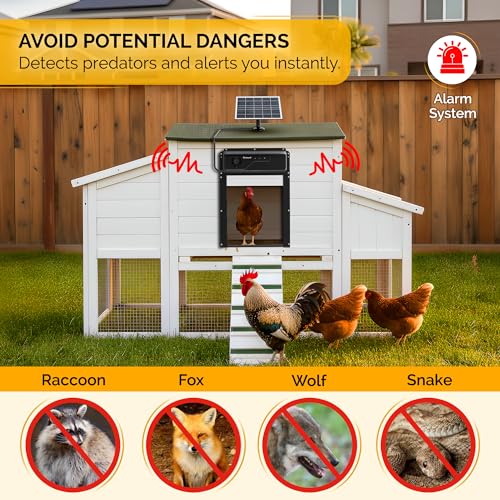 Automatic Chicken Coop Door Solar Powered with Nesting Pad - Waterproof Chicken Door with Timer, HD Camera, Anti-Pinch Protection, Mobile App & Remote Control, Alarm System, Mic & Speaker