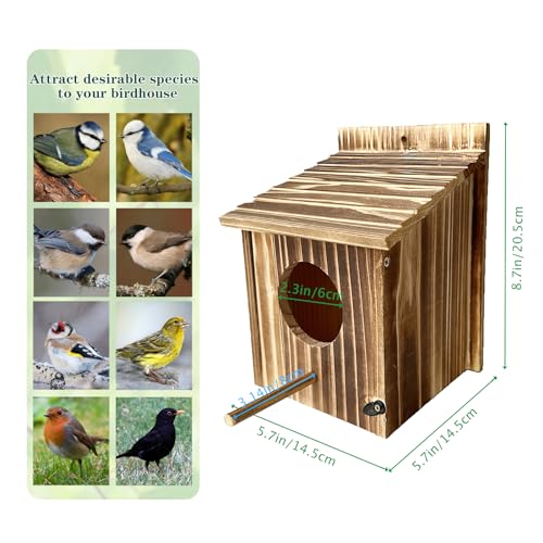 TIANCENTRAL H Wooden Bird House Outdoor Hanging Garden Decor for Wild Birds | Weatherproof Natural Wood, Tool-Free Assembly, Hanging Birdhouse, Attracts Wild Birds, Patio Lawn Decor, Gift for Bird Lovers
