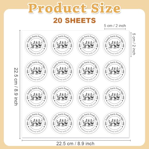320 Pcs Egg Carton Labels, 2 Inch Round Family Farm Fresh Egg Sticker PET Adhesive Egg Packaging Sticker for Box Container Carton Farm Supplies - color: Gathered With Love