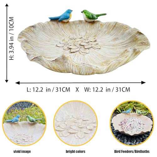 Ground Standing Bird Bath and Feeder, Resin Ground Bird Bath Bowl with Hummingbird Accents, Bird Bath for Outside Yard Garden Decor - color: Hummingbird Birdbath