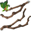 PINVNBY Natural Parrot Perch Bird Stand Pole Wild Grape Stick Paw Grinding Fork Parakeet Climbing Standing Branches Toy Chewable Cage Accessories for Small Lovebirds Budgies Cockatiels 2PCS - size: 9.8in