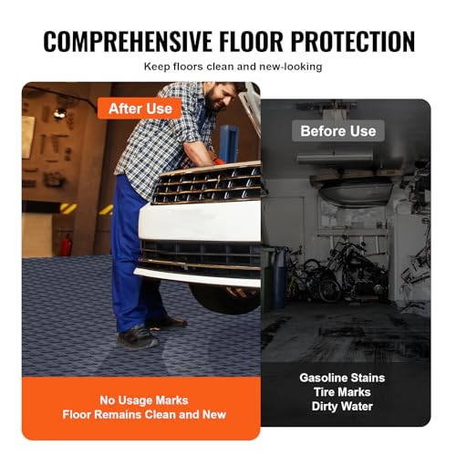VEVOR Garage Floor Tiles 12 x 12 x 0.53 inch, Interlocking Design Ease of Installation Double-Sided Texture Non-Slip Sturdiness, for Garages, Basements, Repair Shops, Graphite Gray, 25 Pack - color: Graphite Gray, size: 25 Pack Tile
