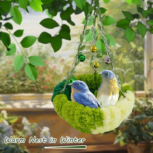 Admaison Bird Nest with Bell for Cage,Plush Hanging Bird Bed for Parakeet Indoor & Outdoor,Breeding Bird House for Conure,Budgie,Cockatiel,Lovebird,Canary,Finch,Hamster,Small Pets,Warm Nest,Green S - color: Green+Bell, size: S
