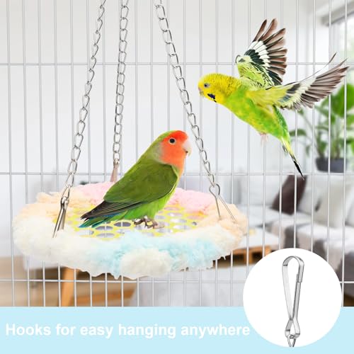 Wontee Bird Hanging Swing Hammock Colorful Hanging Perch Parrot Climbing Stand for Budgies Parakeets Lovebirds Caique Senegal Cockatiels (Pink) - color: Pink