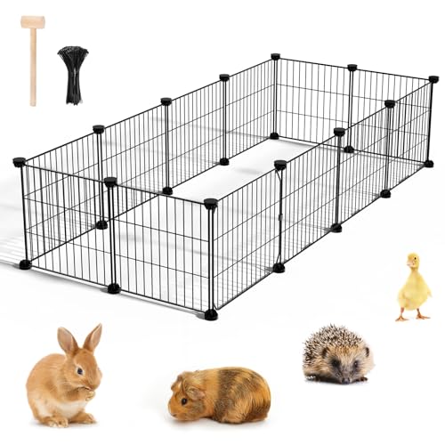 BUCATSTATE 12 Panels Guinea Pig Playpen, Rabbit Playpen Indoor, 56" L x 24" W x 12" H Small Animal Playpen with Door for Guinea Pigs, Bunny, Hedgehogs, Chinchillas - style: 12 Panels-56"x24"x12" (LxWxH)