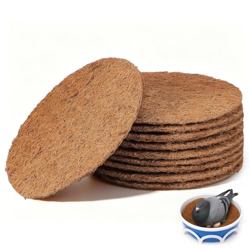 POPETPOP 10 Pcs Pigeon Nest Pads, Natural Coconut Fiber Bird Breeding Mat, Bird Egg Mat for Parakeet Chicken Breeding Hatching - Pigeon Supplies