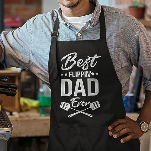 SANDJEST Funny Mens Aprons with Pockets for BBQ Grilling Cooking Grandpa Husband Apron for Birthday Christmas Father's Day - color: Dad