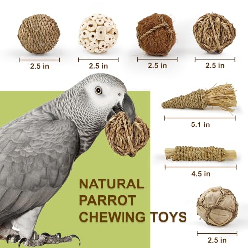 7Pcs Bird Toy Large Chewing Balls - Natural Soft Chew Shredding & Foraging Toy for Cockatiel Conure Quaker Parrot Budgie Parakeet Rabbit Bunny Guinea Pig Chinchilla - color: Model 1
